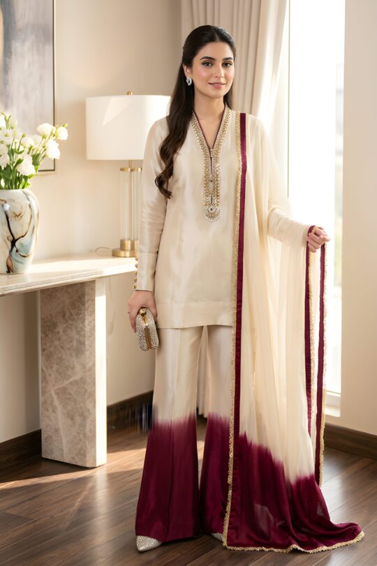 Neck Lace Work Shirt with Dye Flapper & Chiffon Tie