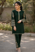 Green Shamoz Silk 2-Piece Embroidered Set