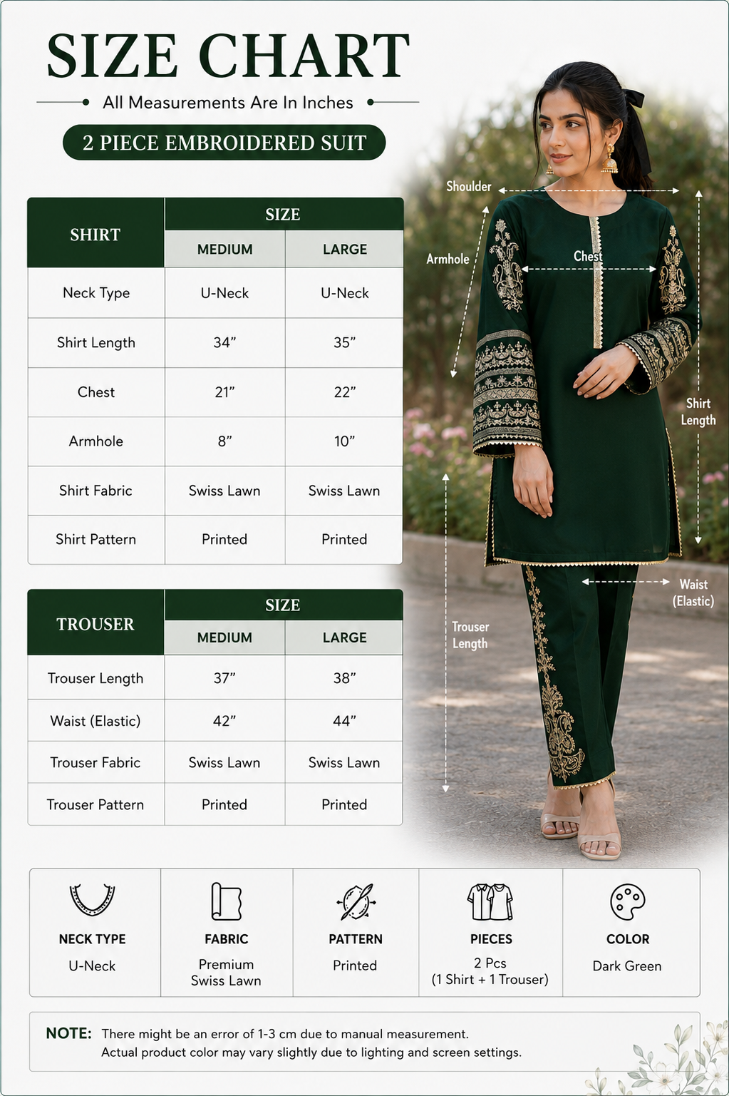 Green Shamoz Silk 2-Piece Embroidered Set - Image 4