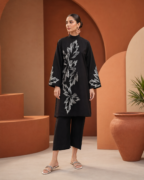 2 Pcs Women's Stitched Linen Printed Shirt And Trouser