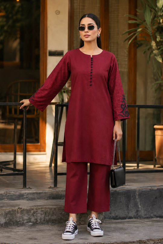 1 Pc Women's Stitched Lawn Embroidered Shirt