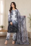 Black Printed Lawn 3Pcs Women Suit Set