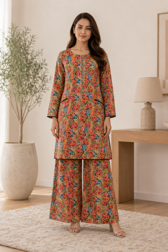 Multicolor Lawn Printed Kurta Set for Women