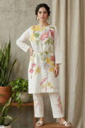 1 Pc Women's Stitched Arabic Lawn Embroidered Shirt