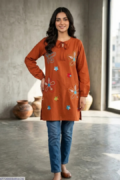 1 Pc Women's Stitched Lawn Embroidered Shirt