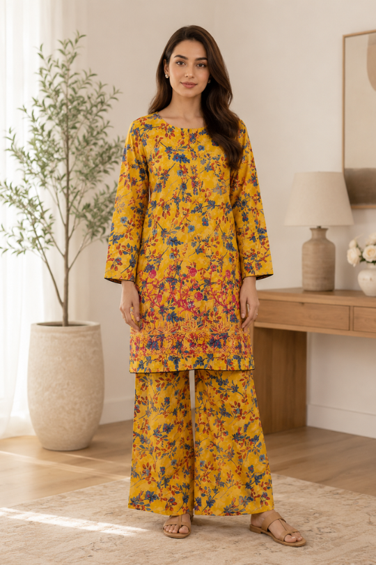 Multicolor Lawn Printed Kurta Set for Women