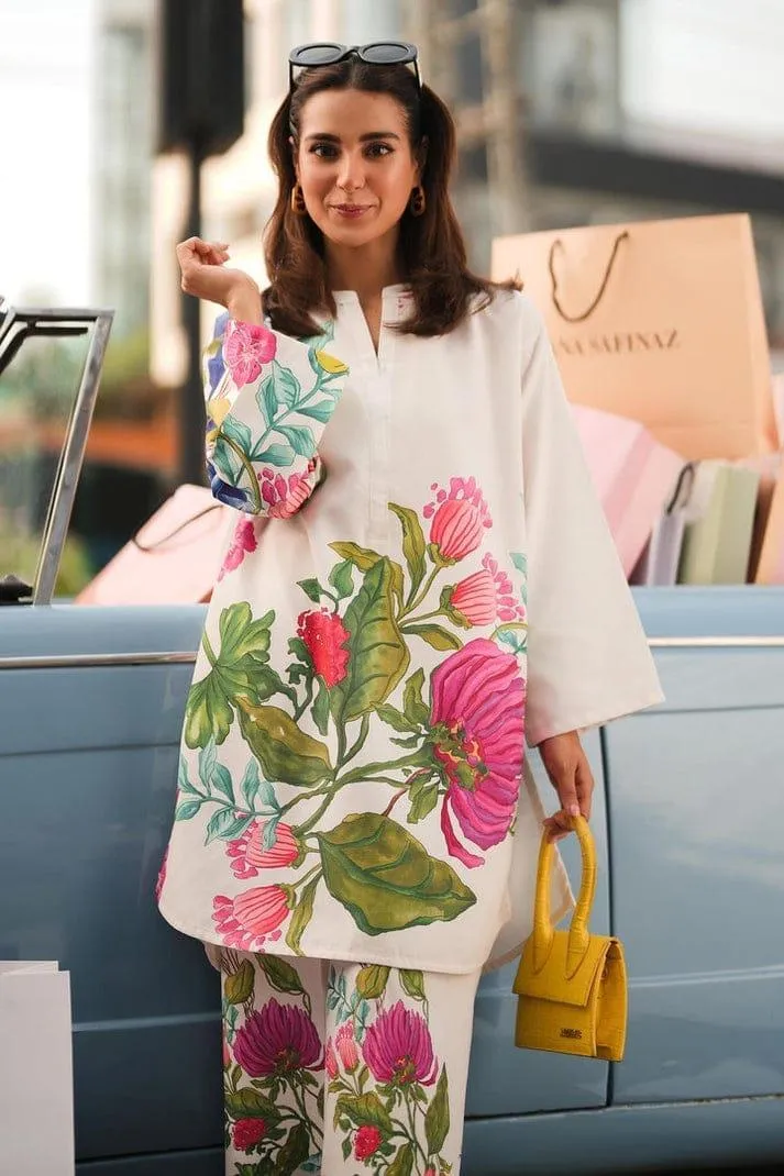 Women Georgette Printed 2Pcs Set White - Image 3