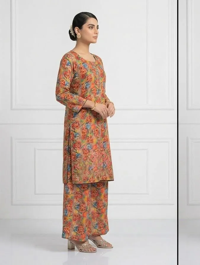 Multicolor Lawn Printed Kurta Set for Women - Image 3