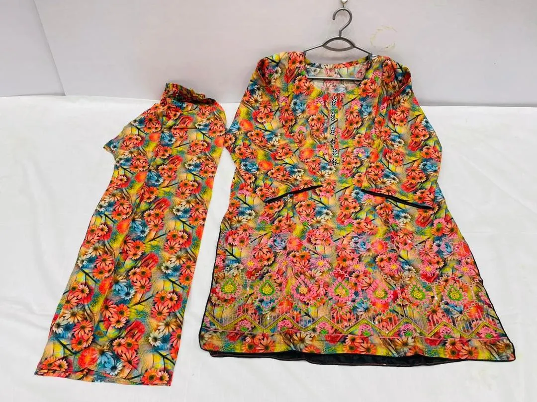 Multicolor Lawn Printed Kurta Set for Women - Image 2