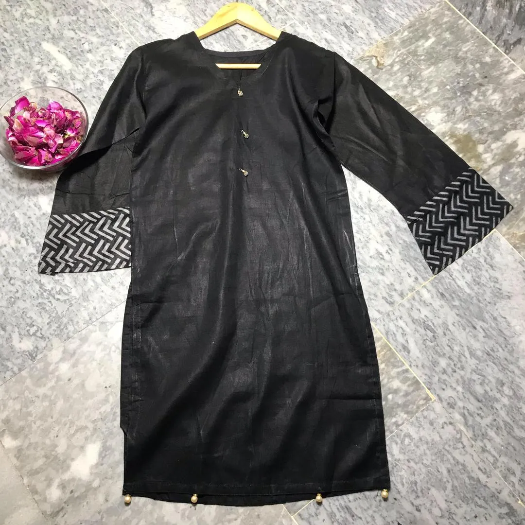 1 Pc Women's Stitched Lawn Plain Shirt - Image 2