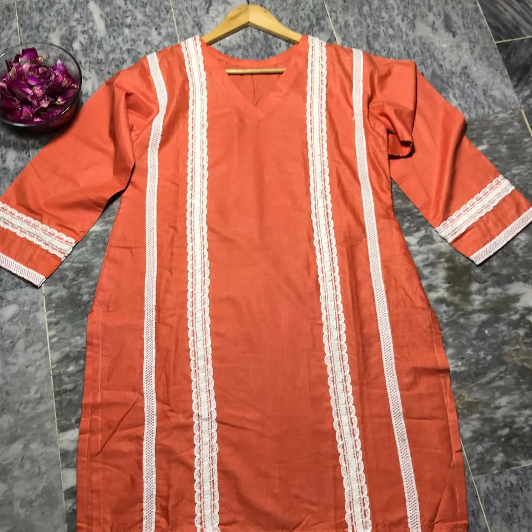 1 Pc Women's Stitched Lawn Plain Shirt - Image 3