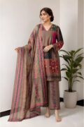 Doria Lawn 3Pc Suit Brown Pink 21" Set