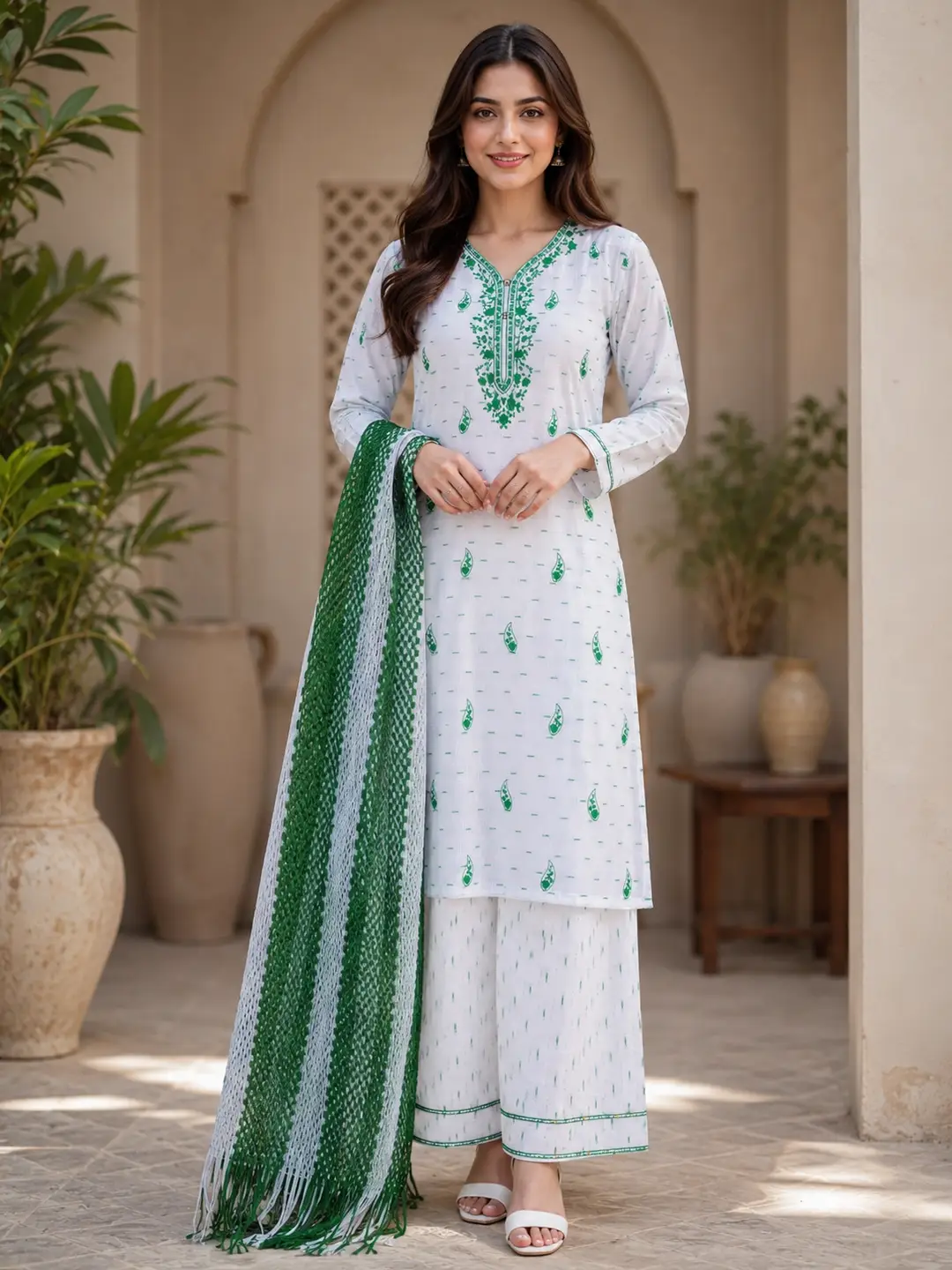14 August 3 Pcs Women's Stitched Fancy Embroidered Suit - Image 3