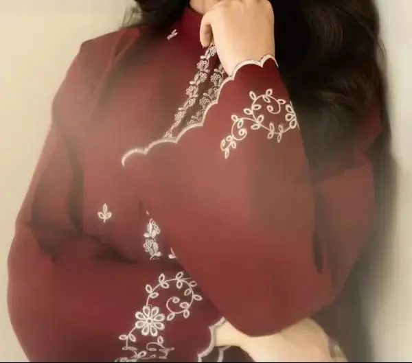 Maroon Embroidered 2 Piece Suit for Women - Image 5