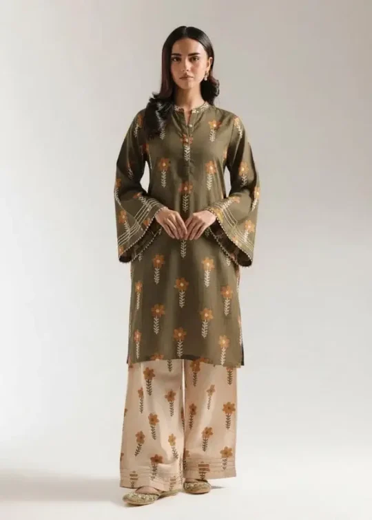 Green Printed Lawn 2 Piece Suit for Women | Zarviaa
