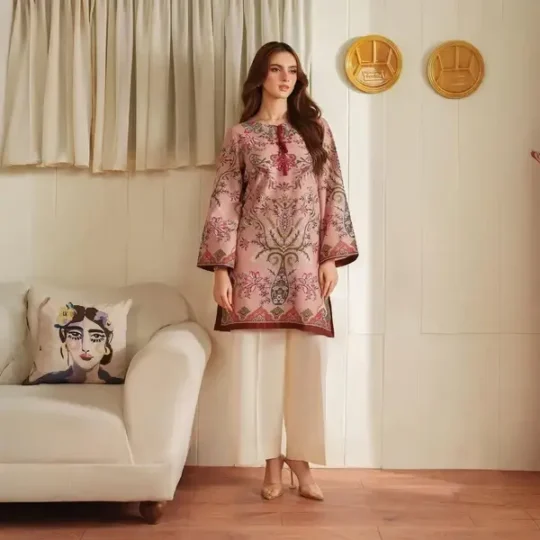 Women's Printed Lawn Suit 2 Pcs | Pink Printed Suit