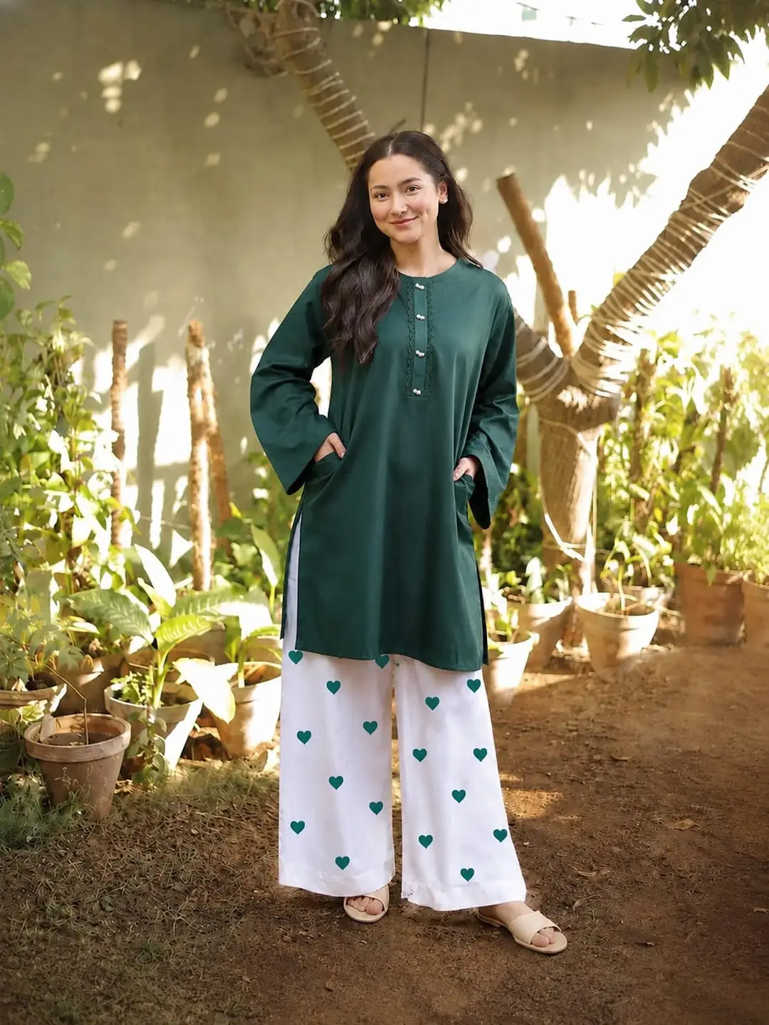 14 August Green Linen 2 Piece Suit for Women | Independence Day Dress Pakistan | Zarvia