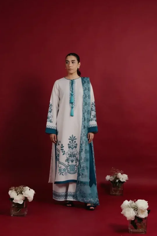 3 Piece Silk Suit for Women – Printed Stitched Suit | Zarviaa