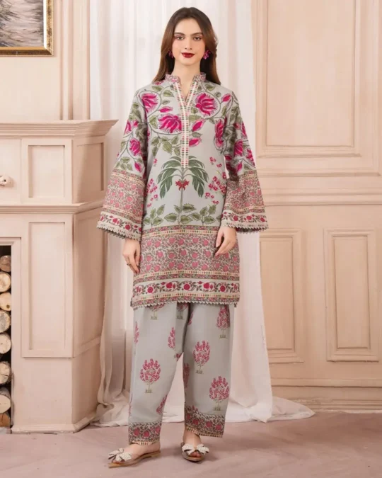 Stylish Printed Suit - 2 Pcs Shirt and Trouser for Women