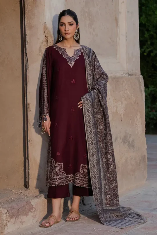 3 Pcs Women's Unstitched Embroidered Suit