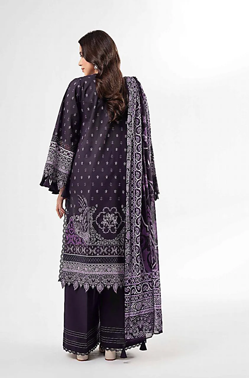 Purple Printed 3-Piece Karandi Suit for Women - Image 2