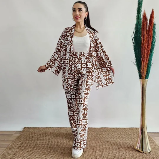 Brown Zebra Brown Cotton Lawn 2Pc Suit | Zarviaa