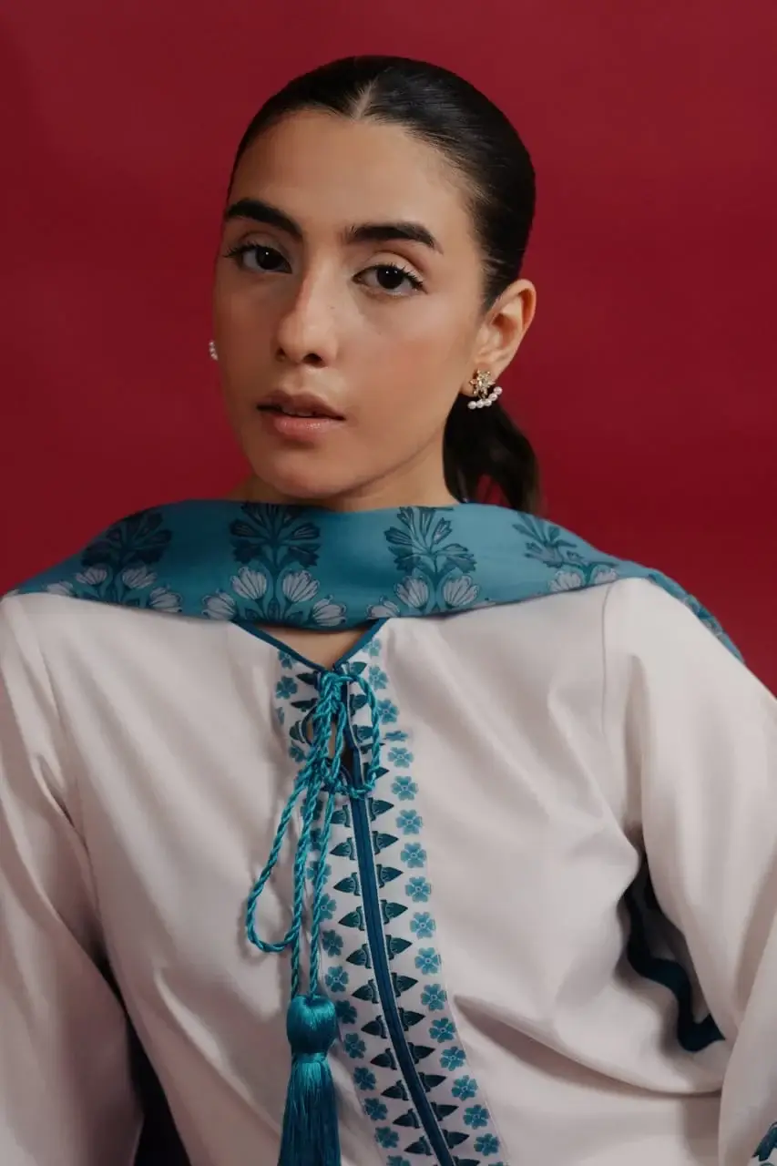 3 Piece Silk Suit for Women – Printed Stitched Suit | Zarviaa - Image 3