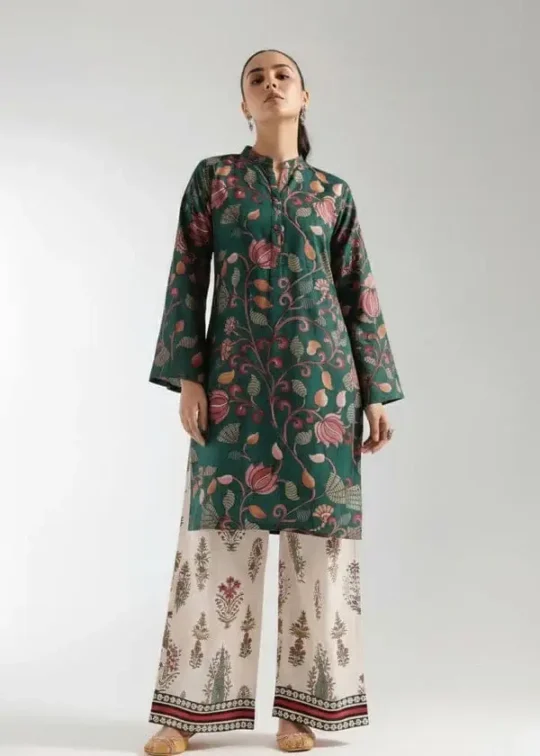 2 Piece Lawn Suit for Women – Green Printed Lawn Suit | Zarviaa