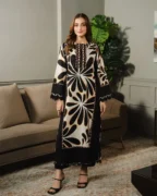 2 Piece Printed Lawn Suit for Women – Black Lawn Set | Zarviaa